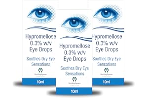 Hypre Mellose Eye Drops 0.3% - 10ml | Multi Pack for Dry Eyes Relief and moisturising Eye Drops - 10ml | SterlingSquare (Pack of 3)