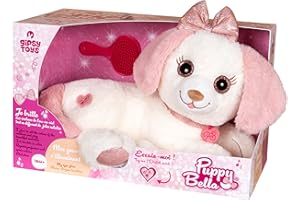 Gipsy Toys – Peluche Interactive Chien - Puppy Bella – 30 CM – Rose ET Blanc – Vendue en BOÎTE Cadeau