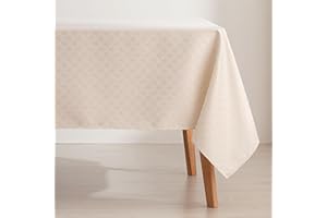 GAMUSI Obrus Przeciwplamisty Stół Prostokątny Lurex Złota Nić Żakardowa Wodoodporna 140x180 cm, Dotknięcie Tkanina, Surowy/Złoty - Refin