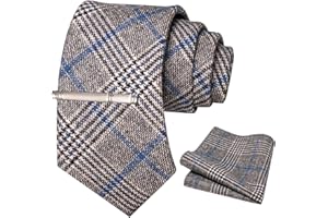 JEMYGINS Cravatta Uomo di Lana in Diversi Colori con Fazzoletto e Fermacravatta