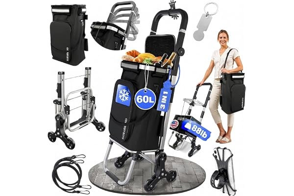Folding Cart With Wheels Waterproof 88 lb, Phone Support, Elastic Ropes for Grocery Shopping – Grocery Cart On Wheels Foldabl