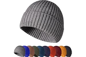 Baynetin Winter Beanie Hat, Unisex Stretchy Soft Cuffed Skullcap,Thermal Striped Roll up Edge Winter Hat