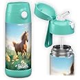 King Grit Borraccia Pieghevole Per Bambini Con Cannuccia | Tema Football, Senza BPA, 500ml, Resistente Alle Cadute