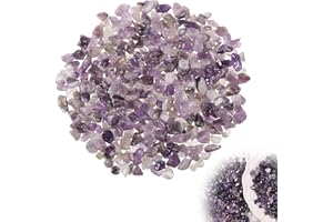 Xinjieda Natural Crystals Chips Amethyst Quartz Tumbled Chips Stone 7-9mm Natural Irregular Crushed Stones Healing Crystals and Gemstones for Aromatherapy Reiki Meditation Chakra Healing Garden Decor