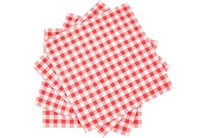MIXIDON Paper Napkins 3-ply 80PCS 5x5 Inch Beverage Gingham Disposable Paper Serviettes Dinner Napkins Red