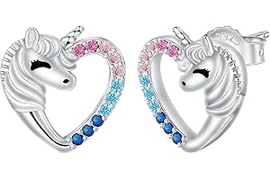 Micory Orecchini Unicorno Bambina Argento Sterling 925 Orecchini Anallergici con Cofanetto Regalo-Regali adatto per Ragazzae e Donna