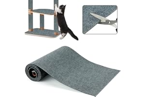 Sbayool 200×40cm Climbing Cat Scratcher, Trimmable Self Adhesive Cat Scratching Mat, DIY Cat Scratch Pad, Wall Mounted Anti Scratch Cat Furniture Protector for Walls Floors Sofas, Grey