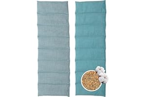 ‎HERBALIND HERBALIND 8-Kammer Wärmekissen Körnerkissen Schulter Nacken 60x20 cm in Karo/petrol - 100% Baumwolle - Getreidekissen mit Bio Roggen- und Weizen Füllung für Mikrowelle - Geschenk für Männer