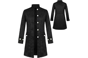 GEPLAIMIR Herren Gothic Steampunk Vintage Tailcoat Jacke Mittelalter Viktorianischen Gehrock Uniform Karneval Fasching Halloween Cosplay Kostüm 008BXL