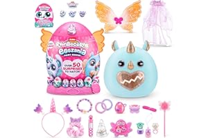 Rainbocorns Eggzania Fairy Mania Rhino (Flossiana) by ZURU, Plush Toy, Collectible Plush, Surprise Eggs, Wearable Accessories, Toys for Girls (Rhino)