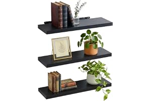 Relaxdays vägghylla, 3-pack, HBT: 4 x 100 x 23 cm, trälook, metall