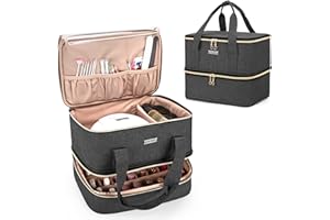 BAFASO Borsa Organizer per Smalti per 40 Flaconi (15 ml - 0,5 fl.oz) e Lampada Unghie UV, Valigetta Porta Smalti per Unghie, Borsa da Viaggio per Smalti per Unghie (Solo Borsa), Nero