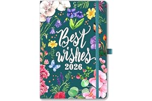 KAMAKING 2026 Diary - A5 Diary 2026 Week to View, January 2026 - December 2026, 12 Months Planner with Elegant Hardcover, Elastic Pen Loop, Back Pocket, 21.3 x 14.7 x 1.6 cm, Watercolor Flowers