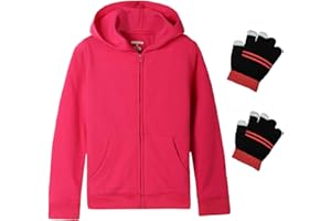 Bienzoe Girls Zip Up Hoodie: Kids Soft Anti-Pilling Fleece School Uniform Sweatshirt