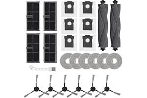 LCXCXY 25 Stück Zubehör für Dreame L10s Pro Ultra Heat/ L10s Ultra Gen 2/ Mova E30 Ultra/ X30 Ultra, einschließlich 2 Hauptbürsten, 4 Filter, 6 Staubbeutel, 6 Wischpads, 6 Seitenbürsten, 1 Reinigungsbürste