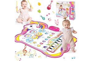 Gralal 3 in 1 Unicorn Musical Mat Toys for 1 2 3 Year Old Girls Gifts, Piano & Drum Instrument, Animal Theme, Piano Dance Mat Early Educational Toddler Toys Birthday Christmas Xmas Gifts for Kids