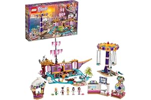 LEGO Friends Il Molo dei Divertimenti di Heartlake City, Parco dei Divertimenti con Montagne Russe su Nave Fantasma, Giostra del Luna Park e 5 Mini-doll, 41375