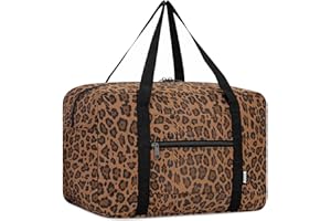 WANDF Ryanair Bagaż podręczny 40x20x25 cm Bagaż podręczny Torba podróżna Składany weekendowy bagaż podręczny dla mężczyzn i kobiet (nadruk w brązową panterkę 20L)