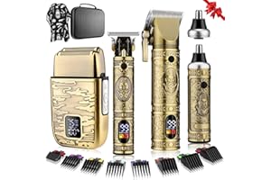 Misuke Cordless Men's Hair Clippers, T-Blade Trimmer, Nose Hair Trimmer, Electric Shaver Set, Professional Metal Body Men's Shaver Haircut Grooming Kit with LCD Display,for Gifts