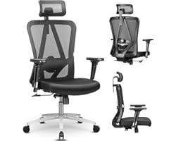 mfavour Ergonomic Office Chair Mesh Office Chair with Adjustable Back Support 3D Armrest, High Back Office Chair with Adjusta