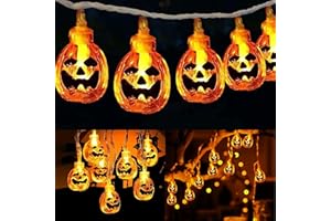 Kimuwote Halloween Guirlandes Lumineuses, 3 M 20LED Guirlande Lumineuse Citrouille, Decoration Halloween pour l'intérieur et l'extérieur,Jardin, Festival, Party (Blanc Chaud)