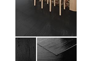 Livelynine Suelo Vinilo Autoadhesivo Madera Oscuro Baldosas Adhesivas Suelo Baño 30x30 Impermeable Vinilo Suelos Cocina Vinilos Adhesivo Suelos Laminado Adhesivo para Salon Madera Negro, 4 Baldosas