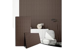 JUWEI DIRECT Akustikpaneele 2er-Set - 1200 x 600 x 18 mm 1,44 m² Wandpaneele Holz - 3D Wandverkleidung mit Holzoptik für Wohnzimmer & Büro-Schallschutz und Dekoration für Büro, Stu (Schwarznuss 11# 120CM)