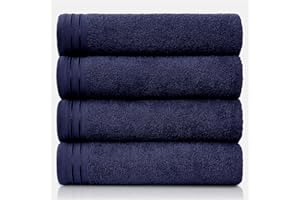 GC GAVENO CAVAILIA Large Towels Bath Sheet - Highly Absorbent Egyptian Cotton Towel Set - 4 Pack Extra Soft Large Bath Towel Navy - Quick Dry Bath Sheets - 450 GSM Washable Towels, 75X135 Cm