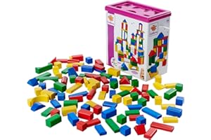 Eichhorn 100010171 100 bunte Holzbausteine in der Aufbewahrungsbox mit Kordel und Sortierdeckel, für Kinder ab 1 Jahr