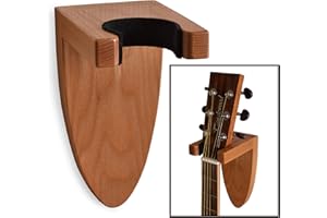 Teslyar Supporto per chitarra, montaggio a parete, in legno di frassino, gancio per chitarra, per chitarra elettrica, classica, acustica e basso, in legno duro (marrone chiaro)
