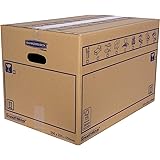 BANKERS BOX 10 SmoothMove Heavy Duty Double Wall Cardboard Moving and Storage Boxes with Handles, 67 Litre, 35 x 35 x 55…