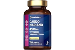 HORBÄACH Cardo mariano Tarassaco e Carciofo 4500mg | 80% Silimarina | 120 Capsule Vegane | Integratore con Colina e Estratto di Carciofo Alto Dosaggio| Dente di Leone | Milk Thistle Capsules | di Horbaach