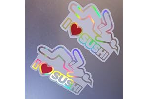folien-zentrum 2X I Love Sushi Weiß Hologramm Oilslick Rainbow Flip Flop Aufkleber Metallic Effekt Shocker Auto JDM Tuning OEM Dub Decal Sticker Illest Dapper Oldschool