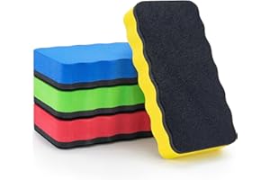 JEFURE Whiteboard Schwamm 4 Stück 4 Farben, Whiteboard Schwamm Magnetisch, Whiteboard Radiergummi für Trockenreinigung auf vielen Oberflächen, Whiteboard Radierer für Whiteboards, Tafeln und Glas