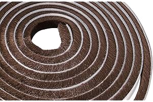 Lamondre 10 Meters Door Window frame Brush Seal Weather Strip - Adhesive Draught Stopper Draft Excluder for Sliding Door Window and Wardrobe - High-Density Felt - 9mm(W) * 9mm(H) - Brown