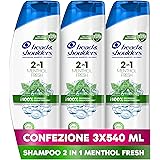 Head & Shoulders Antiforfora Shampoo + Balsamo 2in1 Menthol Fresh, Per Capelli Grassi, Fino Al 100% Protezione Per Cute E Cap