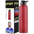 PEXPO Chromo Pro 1000 ISI Certified Stainless Steel Sports/Fridge Sipper Water Bottle, 950ml, Crimson Red | Water Bottle for Office, Gym, School, Yoga, Trekking, Men, Women and Kids | RCB Edition