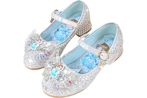 New front Scarpe Frozen Elsa Bambina Scarpe da Principessa Elsa con Paillettes Scarpe Bambina Eleganti con Tacco Ballerine da Bambine e Ragazze per Partito e Carnevale