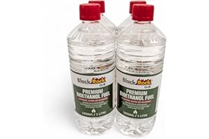 Black Rock Grill Bioethanol Fuel 4L, Premium Liquid Fuel for Fire Pits, Fireplaces, Spirit Burners & Alcohol Stoves, High Purity, Clean Burning, Eco-Friendly Ethanol for Indoor & Outdoor (4 Litres)