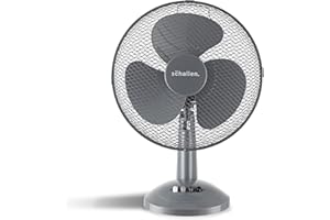 Schallen Home & Office Electric 12" 3 Speed Electric Tilt Oscillating Worktop Desk Table Air Cooling Fan (Grey)