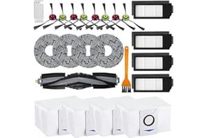 CHOONJIN 23 Pièces Accessoire pour Ecovacs DEEBOT X1 Turbo/Omni, 1 Brosse Principale, 8 Brosses Latérales, 4 Filtres, 4 Chiffons Serpillères, 4 Sacs à Poussière et 2 Brosse de Nettoyage (23)