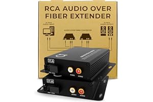 ADNET RCA Audio Over Single Mode Fiber Converter | Extender Kit: 2 Channel Audio to Fiber SM Optical Media Converter Balun - 2 x RCA Audio Ports Over Fiber Optical Media Converter, Transmitter & Receiver