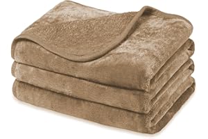 Baodan Dog Blankets Washable Soft Fleece, 120x100 cm Puppy Blankets for Medium Large Dogs and Cats, Cozy and Warm Pet Throw Blanket - Khaki
