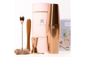 ‎TWICE ELEMENT Twice Element® Cocktail Shaker Set - Edelstahl Shaker im Boston-Stil | Reichhaltiges Zubehör für einfachste Handhabung | Bonus-Rezeptbuch, Elegante Geschenkbox & Aufbewahrungstasche (Rosa)