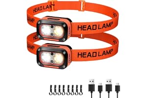 DARKBEAM LED Pannlampa, Pannlampor med Vitt, Varmt, Rött, 2-pack