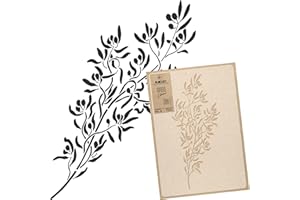 NAKLEO Plantilla Reutilizable Plástico Pared - 59 x 95 cm - Aceituna Rama Árbol - Grande Papel pintado Patrón Pintura DIY Bricolaje Artesanía - Tela Muebles Madera Lienzo