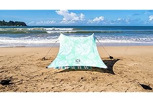 Neso Strandzelt mit Sandanker, tragbares Sonnendach - 2,1m x 2,1m – Patentierte mit verstärkten Ecken zur Stabilisierung (Mint Tie Dye)
