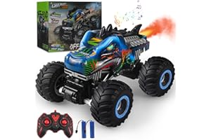 Rhybor Remote Control Car Dinosaur 1:16 Scale RC Monster Truck Remote Control Car with Spray Mist Music LED Lights, 2.4GHz 20km/h RC Car Toy for Children from 3 4 5 6 8 10 Years