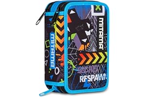 Mitama Astuccio Scuola 3 Scomparti, TRIPLO CYBERPLAY, Contenuto 47 pz, Completo di Matite, Pennarelli, Portapenne Scuola Elementare Bambino