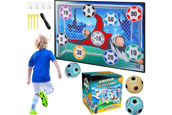 Fotbollslekset för barn 3 4 5 6 7 8, fotboll dart spel med kardborrebollar, fotbollsleksaker för trädgård inomhus utomhus, kardborrebollsspel, fotbollsmål barn, födelsedagspresent för pojkar flickor